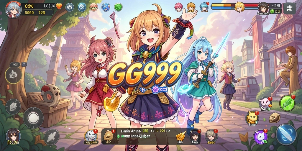 Tampilan gameplay menarik dari GG999 yang menampilkan karakter anime.