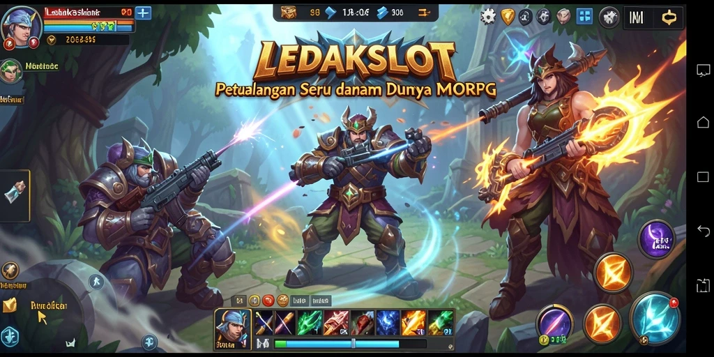 Screenshot utama LEDAKSLOT menampilkan aksi pertarungan dalam gameplay MMORPG.
