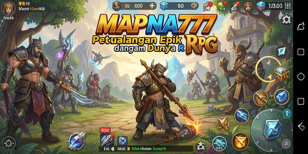 Tangkapan layar utama MAPNA777 yang menampilkan aksi pertarungan RPG yang mendebarkan.