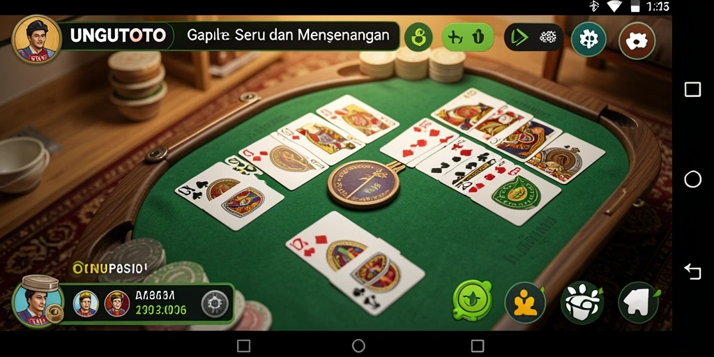 Tampilan gameplay UNGUTOTO yang seru dalam permainan Gaple.