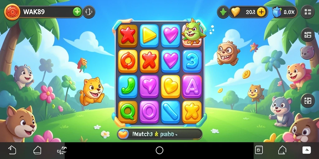 Screenshot WAK89 menampilkan gameplay match-3 yang seru dan menantang.